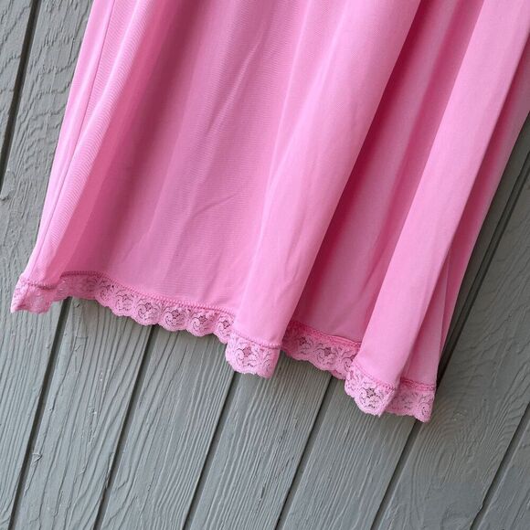 VTG 50s 60s Sheer Pink Chemise Nightgown Lace Trim Pinup Lingerie M - Picture 9 of 12